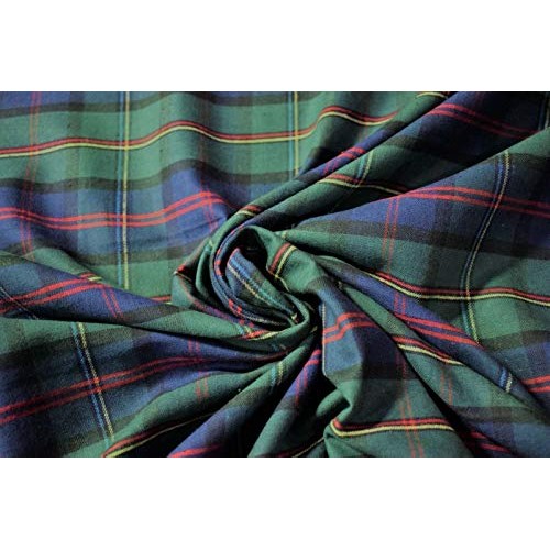 Yarn Dyed Tartan Plaid Cotton Flannel Soft Fabric 58 Wide Green N...