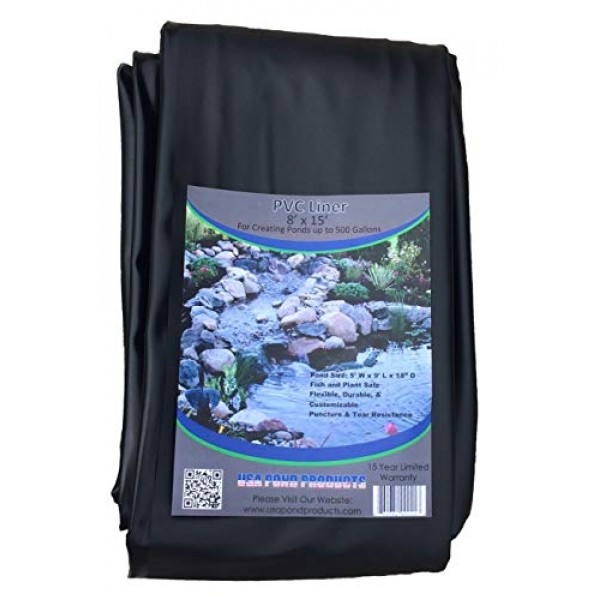 Pond Liner - 8 x 15 Black for Koi Ponds and Water Gardens