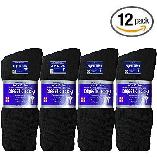 USBingoshop 12 Pairs Mens Physicians Approved Crew Diabetic Socks ...