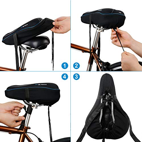 USHAKE Bike Gel Seat Cushion Cover, Bicycle Saddle Seat Cover for ...
