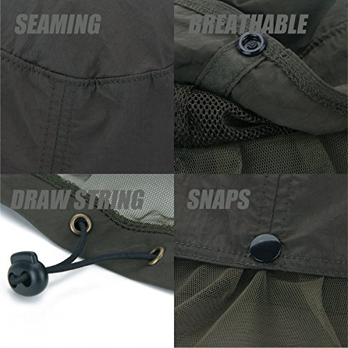 USHAKE Mosquito Head Net Hat, Safari Hat Sun Hat Bucket Hat with H...