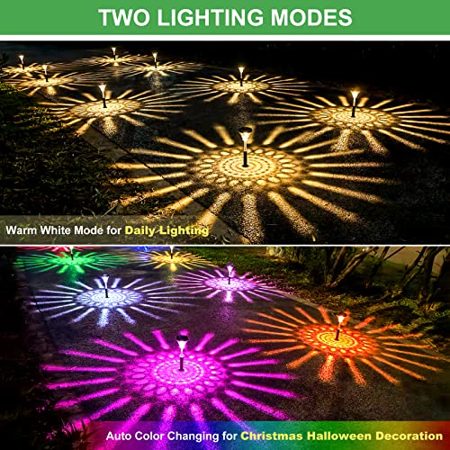 Bright Outdoor Solar Pathway Lights 8 Pack,Color Changing/Warm Whi...