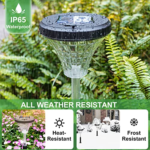 Bright Outdoor Solar Pathway Lights 8 Pack,Color Changing/Warm Whi...