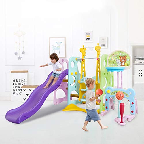 Toddler Climber and Swing Set | 6 in 1 Kids Freestanding Slide Cli...