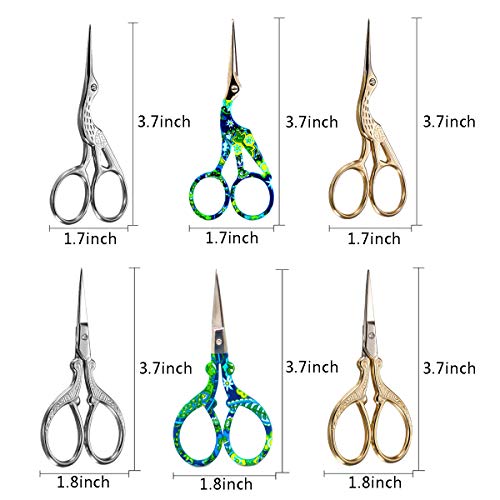 6 Pack Small Sewing Scissors, 3.6 Inch Stork Scissors Office Fabri...