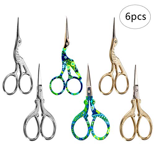 6 Pack Small Sewing Scissors, 3.6 Inch Stork Scissors Office Fabri...