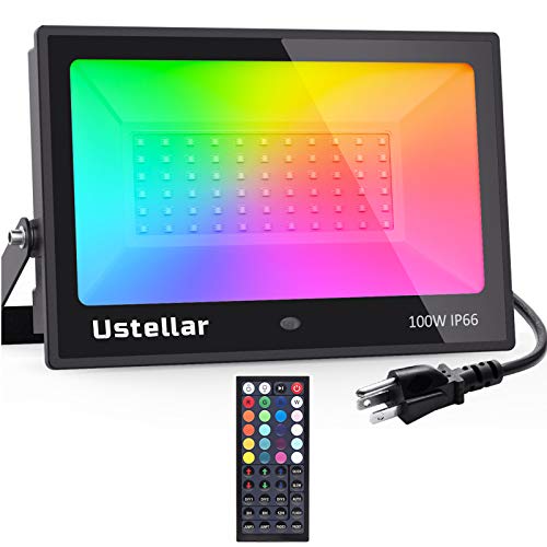 Ustellar 100W Exterior RGB LED Flood Lights Color Changing Led Wat...