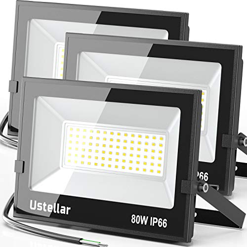 Ustellar 3 Pack 80W Led Flood Lights Outdoor Bright 24000LM Securi...