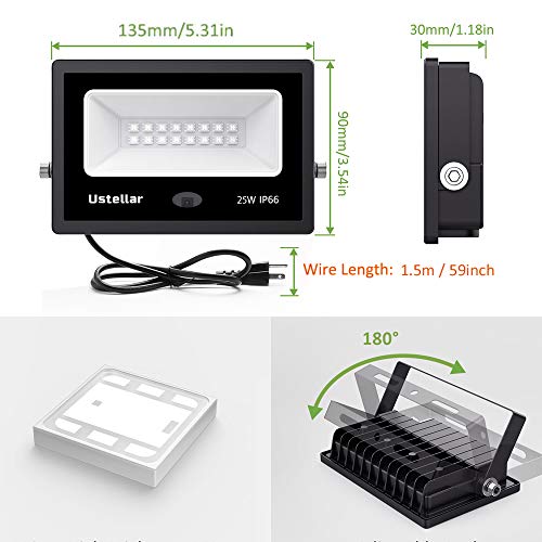 Ustellar 4 Pack 25W RGB LED Flood Lights Color Changing Indoor Out...
