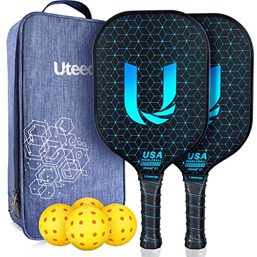 Uteeqe Pickleball Paddles Set of 2 - Graphite Surface with High Gr...