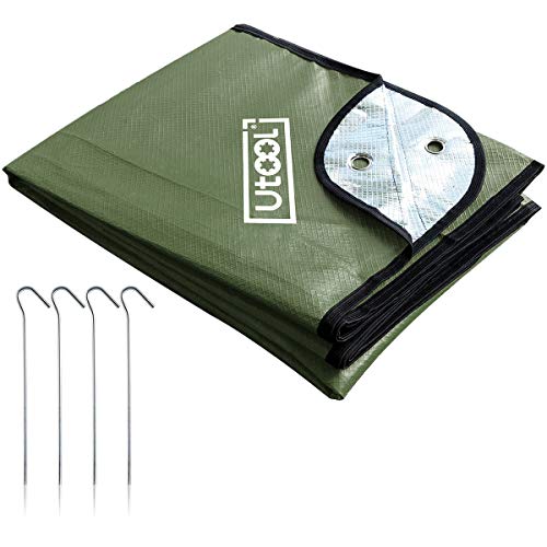 UTOOL Survival Emergency Blanket, Waterproof Insulated Tarp, Refle...