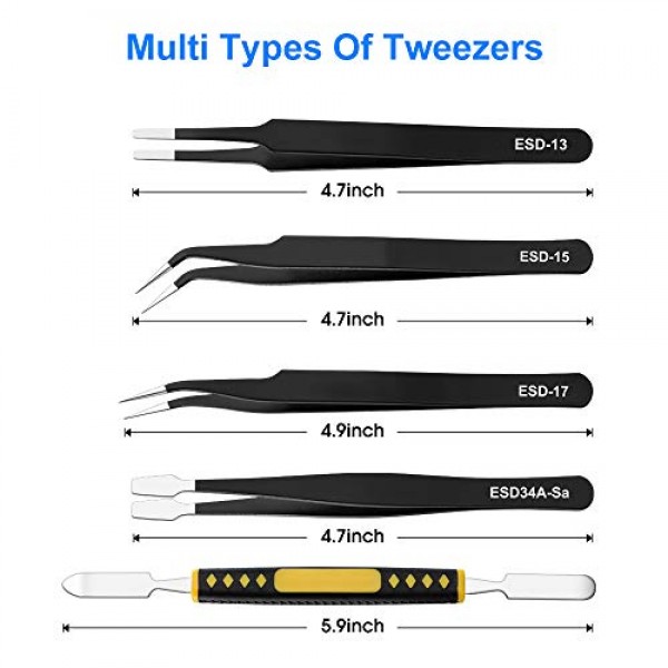 10 PCS Precision Tweezers Set, Premium Craft Tweezers Kit, Stainle...