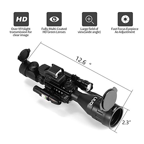 UUQ 4-16x50 AO Rifle Scope Red/Green Illuminated Range Finder Reti...