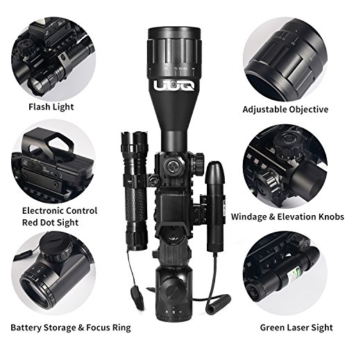UUQ 4-16x50 AO Rifle Scope Red/Green Illuminated Range Finder Reti...