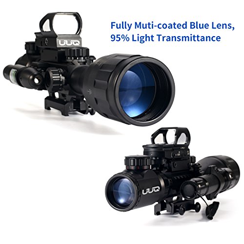 UUQ 4-16x50 AO Rifle Scope Red/Green Illuminated Range Finder Reti...