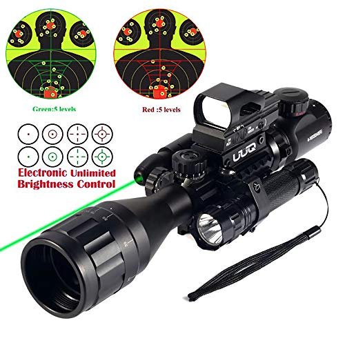 UUQ 4-16x50 AO Rifle Scope Red/Green Illuminated Range Finder Reti...