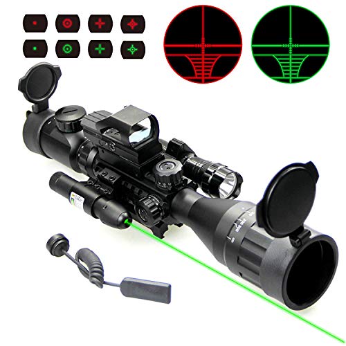 UUQ 4-16x50 AO Rifle Scope Red/Green Illuminated Range Finder Reti...