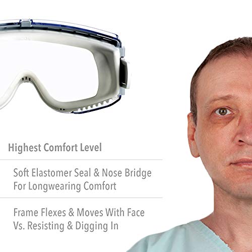 Uvex Stealth Safety Goggles with Clear Uvextreme Anti-Fog Lens, Te...