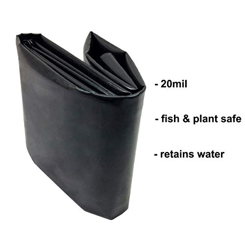 UWIOFF Pond Liner 20 Mil, 7 x 10 Pond Skins Liner Black HDPE Pon...