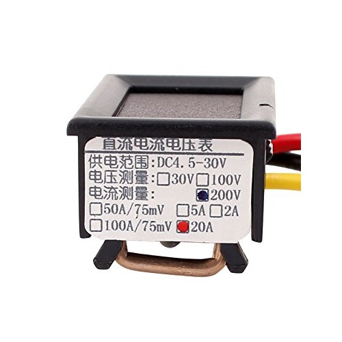 DC 0-200V 20A Blue Red LED Dual Digital Panel Voltmeter Ammeter Meter