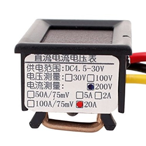 DC 0-200V 20A Blue Red LED Dual Digital Panel Voltmeter Ammeter Meter