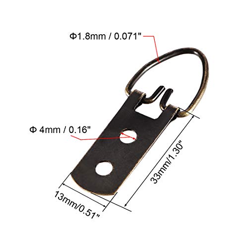uxcell D Ring Picture Hangers, 52mm x 20mm Bronze Tone Assortment ...