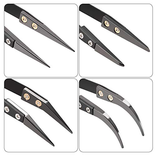uxcell Precision Ceramic Tweezers Set Non-Conductive Heat Resistan...