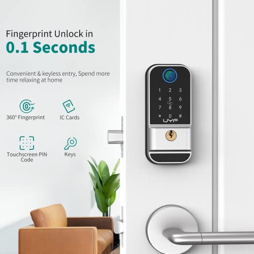 Fingerprint Door Lock, UYF Keyless Entry Door Lock with Keypad, El...