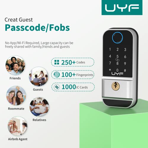 Fingerprint Door Lock, UYF Keyless Entry Door Lock with Keypad, El...
