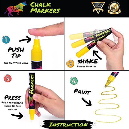 Chalk Markers by Vaci, Pack of 8 + Magnetic Chalkboard + Drawing S...