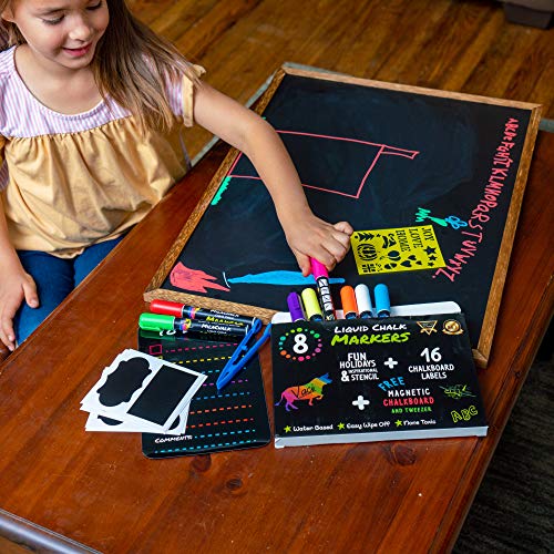 Chalk Markers by Vaci, Pack of 8 + Magnetic Chalkboard + Drawing S...