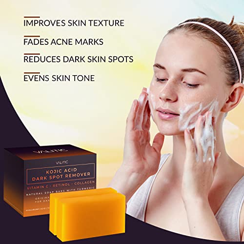 VALITIC Kojic Acid Dark Spot Remover Soap Bars with Vitamin C, Ret...