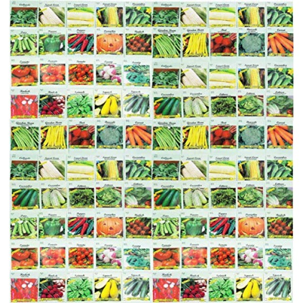 100 Assorted Heirloom Vegetable Seeds 100% Non-GMO 100, Deluxe As...
