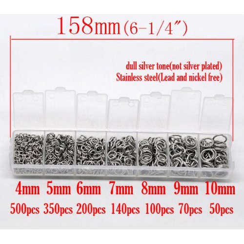 Valyria 1410pcs Mixed Stainless Steel Open Jump Rings 4mm 5mm 6mm ...