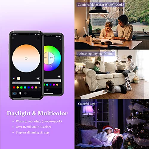 VANANCE Smart Light Bulbs 4Pack with Remote, A19 E26 800LM Color C...