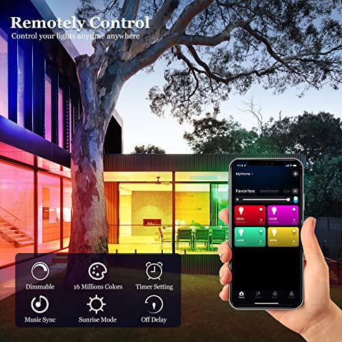 VANANCE Smart Light Bulbs 4Pack with Remote, A19 E26 800LM Color C...