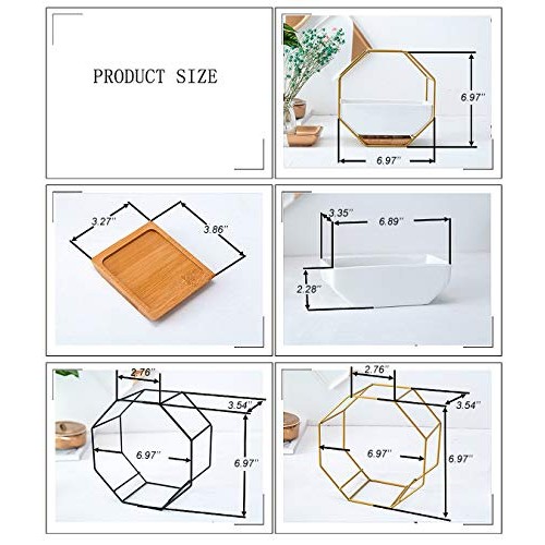 VanEnjoy 7 White Ceramic Wall Planters Vase and Copper,Drainage H...