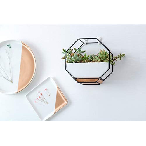 VanEnjoy 7 White Ceramic Wall Planters Vase and Copper,Drainage H...