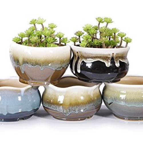 VanEnjoy Large Ceramic Succulent Pot, Multicolor Colorful Flowing ...