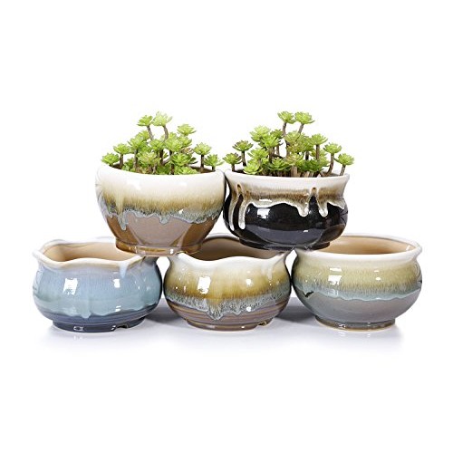 VanEnjoy Large Ceramic Succulent Pot, Multicolor Colorful Flowing ...