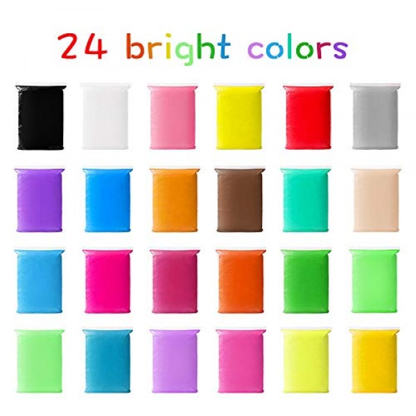 VANKERTER 24 Bright Colors Air Dry Clay Kit Ultra Light Clay Magic...