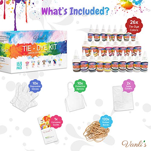 Tie Dye Kit for Kids and Adults. 26 Colors for DIY Fabric Dye Proj...
