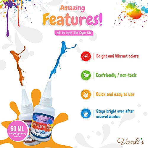Tie Dye Kit for Kids and Adults. 26 Colors for DIY Fabric Dye Proj...