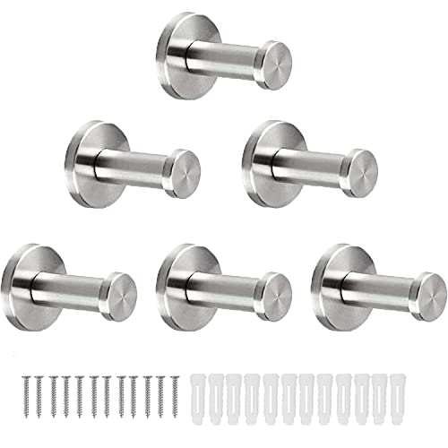 Vanloory Bathroom Towel Hooks, 6 Pack Round Coat Hooks, Sturdy Wal...