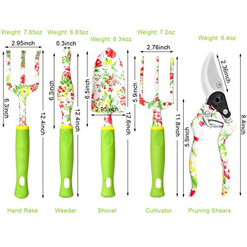 vanow Gardening Tools Set, 5 PCS Heavy Duty Aluminum Garden Hand T...