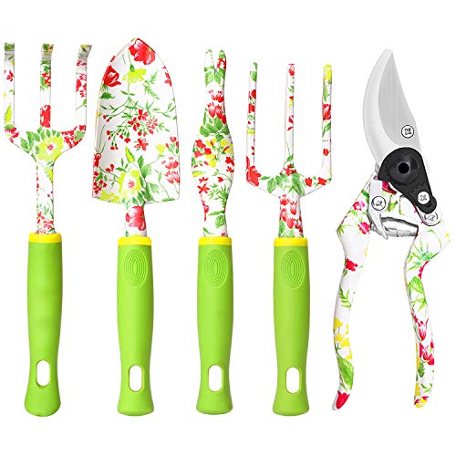vanow Gardening Tools Set, 5 PCS Heavy Duty Aluminum Garden Hand T...