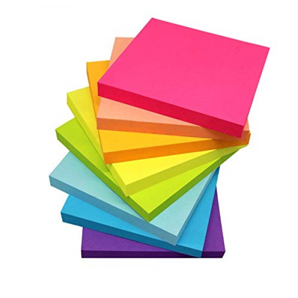 8 Pack Sticky Notes 3x3 Inches,Bright Colors Self-Stick Pads, Ea...