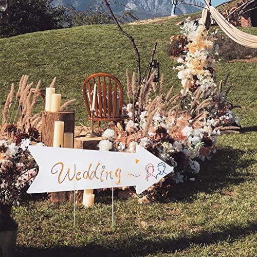 Blank Arrow Yard Signs with Stakes, 5 Pack 17 x 6 Inches White Pla...