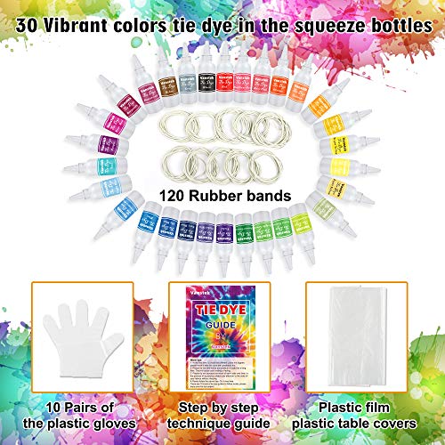 Vanstek 30 Colors Tie Dye Kit, Tie Dye Shirt Fabric Dye for Women,...