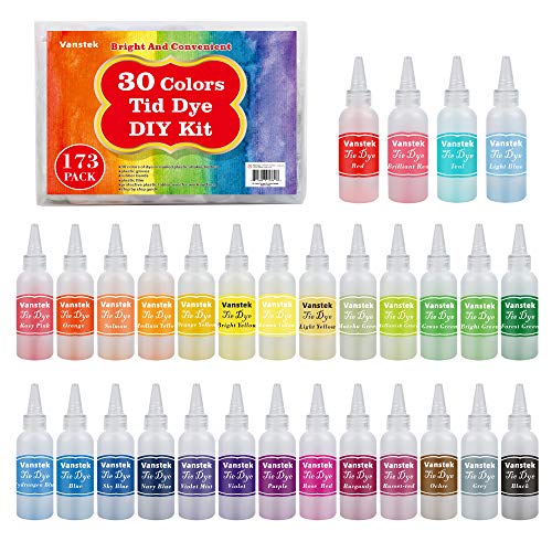 Vanstek 30 Colors Tie Dye Kit, Tie Dye Shirt Fabric Dye for Women,...
